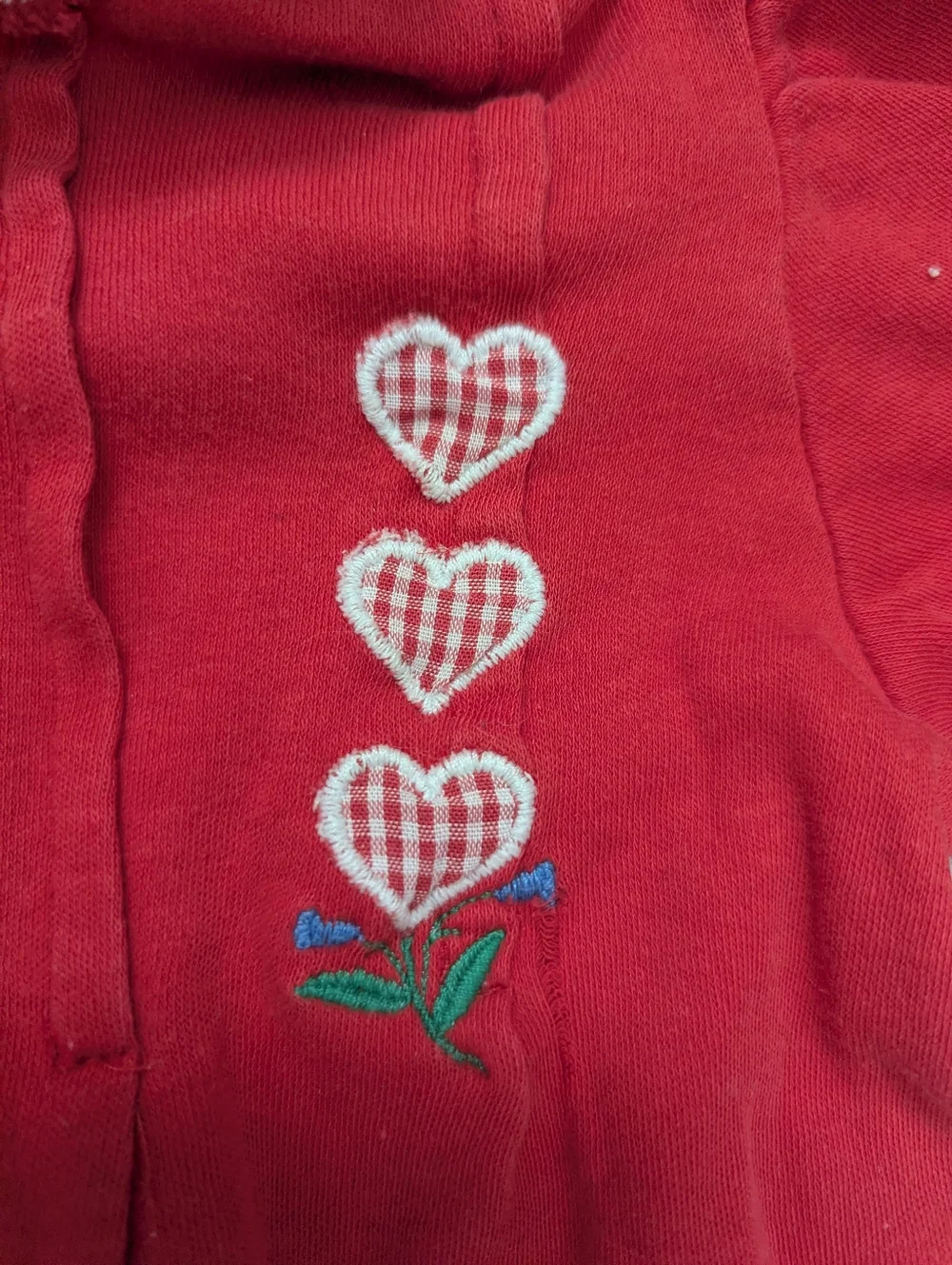 Vintage 90s Little Me Red Heart Embroidered One Piece Romper With Collar